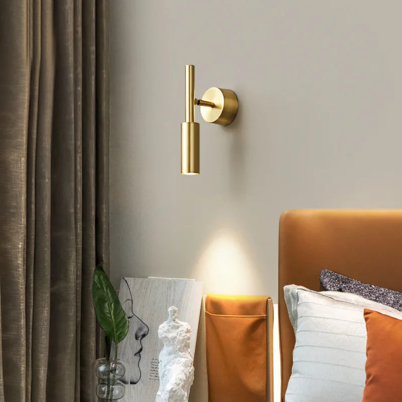 Applique murale led en laiton avec variateur rotatif pour lecture