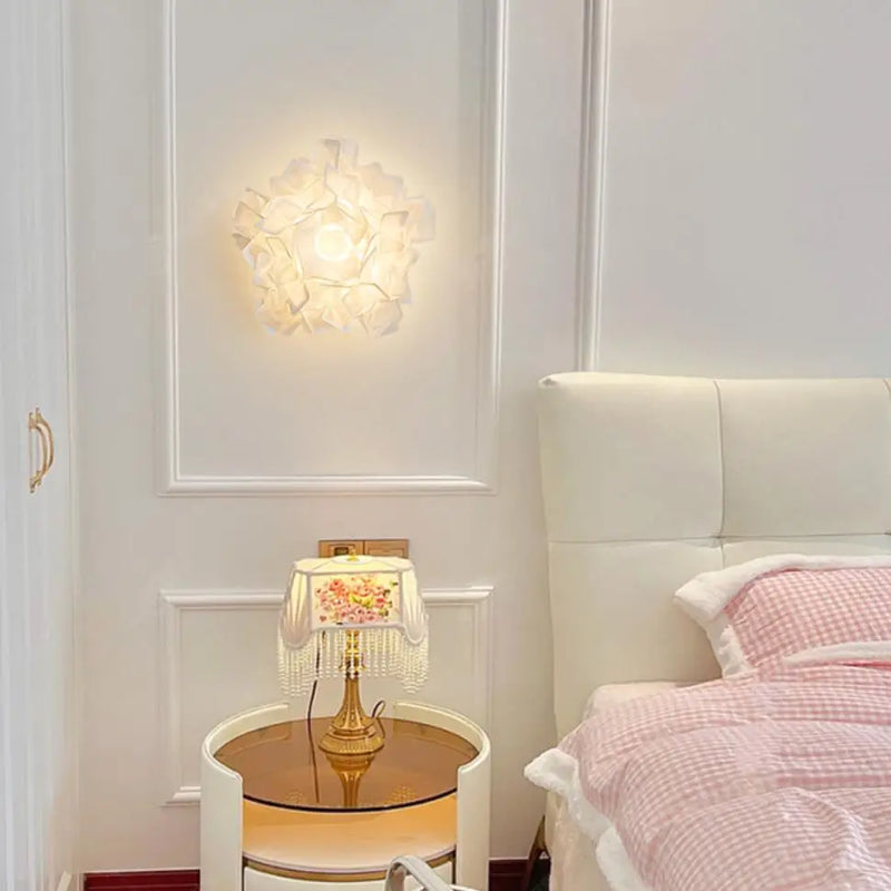 applique murale led romantique fleur blanche pour foyer moderne