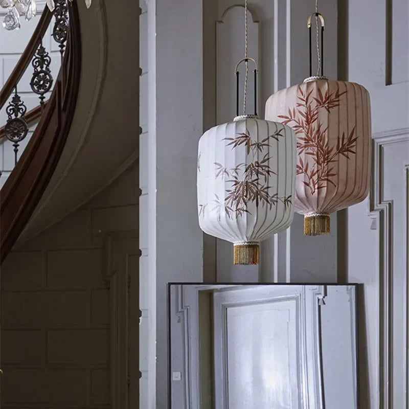 lustre en tissu japonais style médiéval zen pour décoration intérieure - vue 3 sur 18