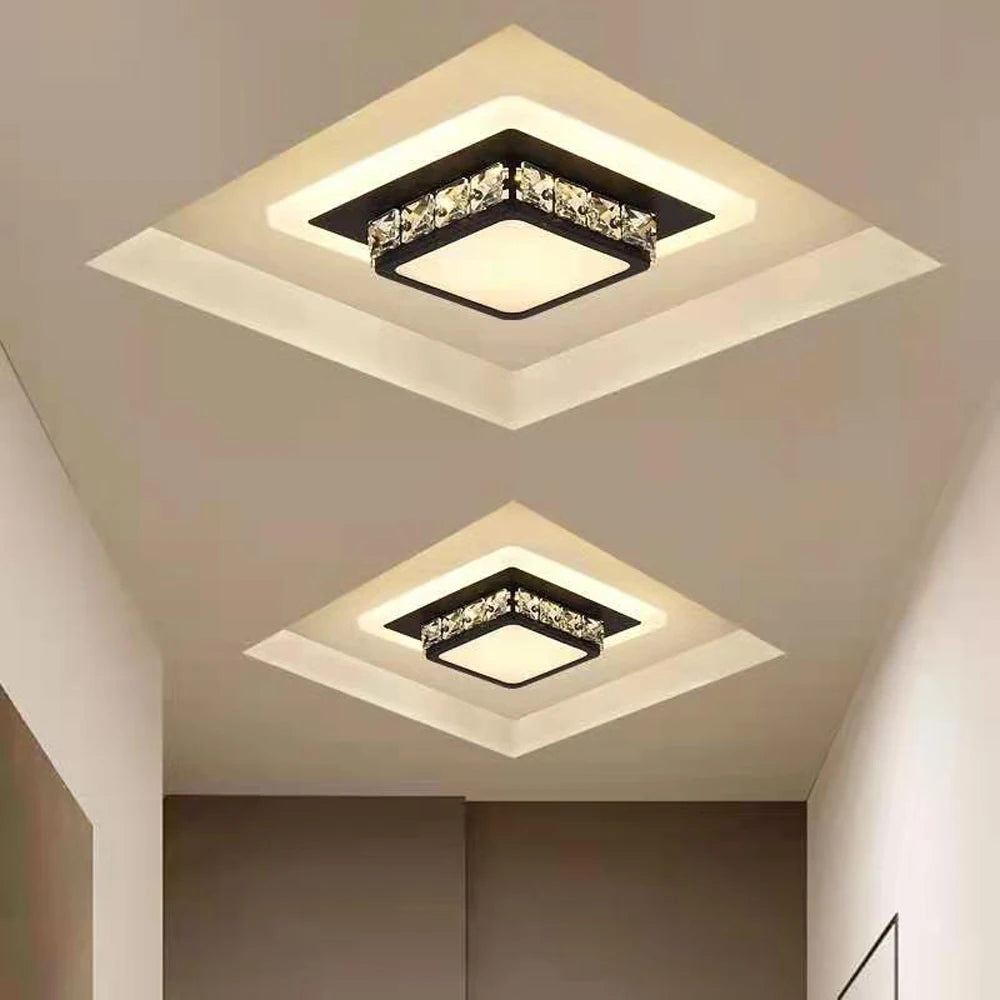 Plafonniers en cristal modernes lampe à LED pour salon chambre étude blanc noir Surface montée éclairage décoration lustre - vue 5 sur 8