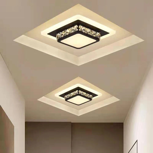 Plafonniers en cristal modernes lampe à LED pour salon chambre étude blanc noir Surface montée éclairage décoration lustre