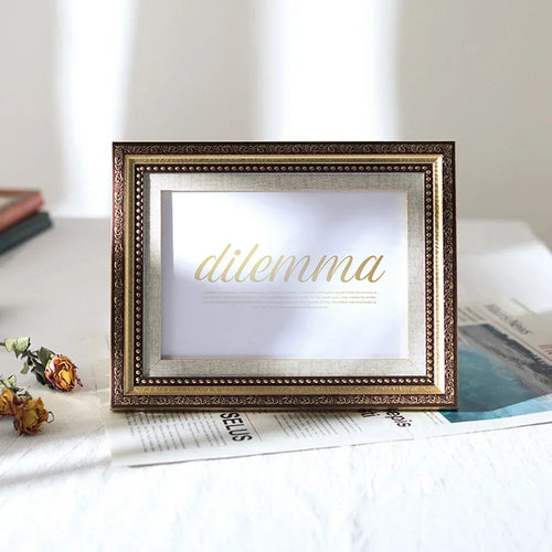 European Retro Photo Frame, Picture Card, Hanging Wall Frame, Wedding Anniversary, Landscape Poster Frame, Palace Decoration - vue 10 sur 9