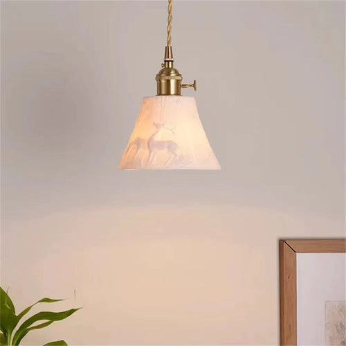 Plafonnier lumière rustique céramique abat-jour loft déco maison suspendu