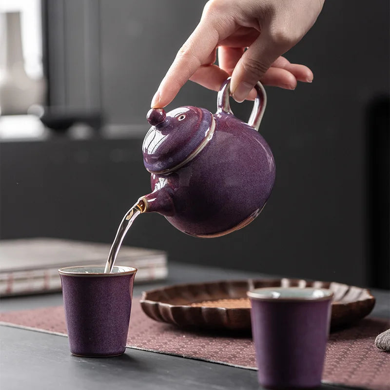 Théière artisanale ru kiln avec infuseur puer