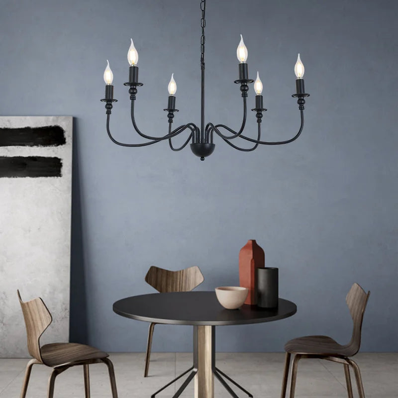 lustre en fer noir avec éclairage led pour intérieur moderne
