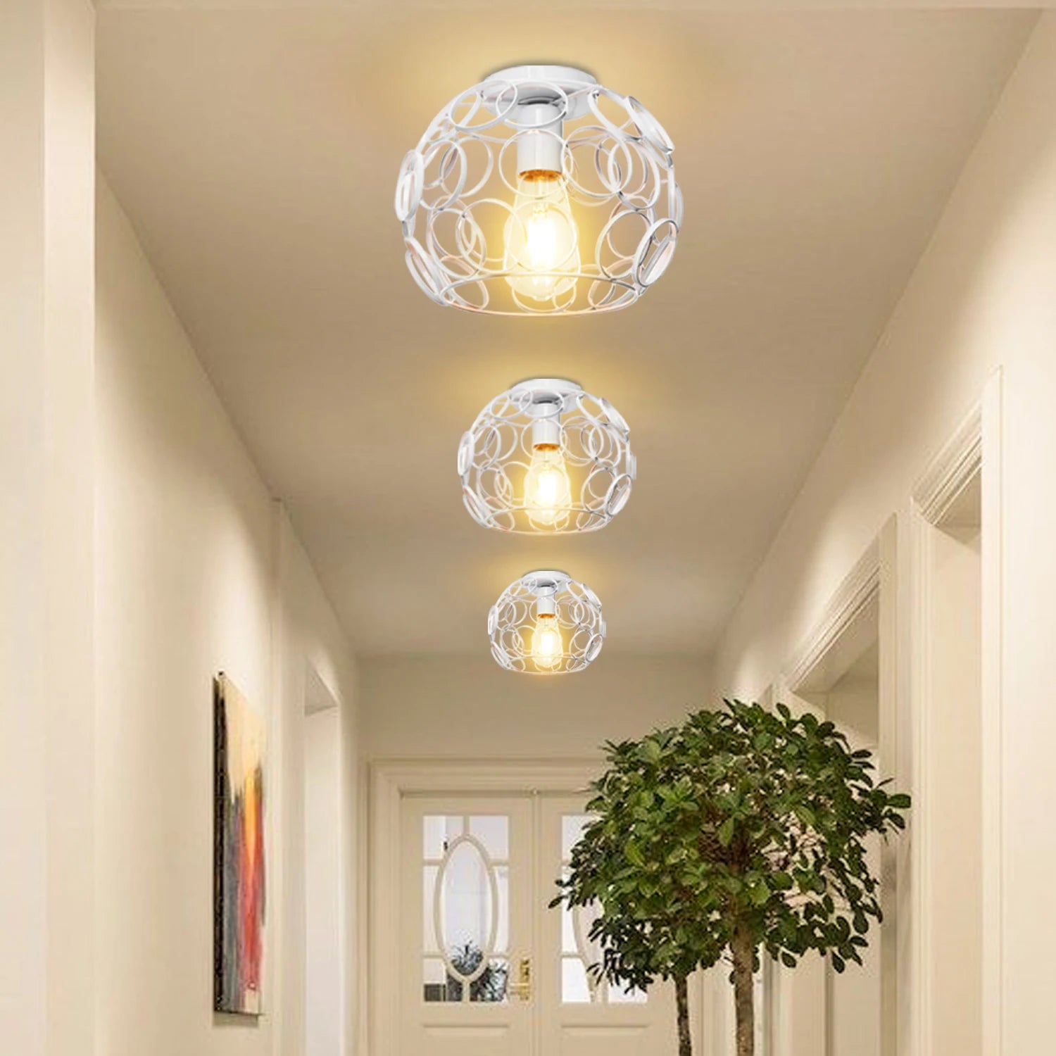 lustre industriel rétro en fer avec lumière led moderne - vue 7 sur 12