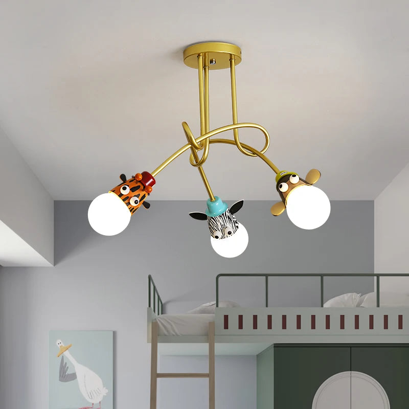lustre animaux bande dessinée singe zèbre tigre girafe enfants - vue 6 sur 8