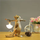 lampe de table écureuil en résine petite veilleuse décorative enfant