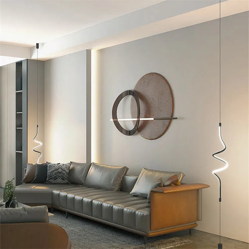 Minimalist hanging LED floor lamp modern design for interior decoration - vue 3 sur 12