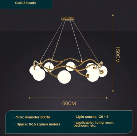 Luxe Or LED Lustre Maison Enfants Salon Salle à manger Chambre Restaurant Suspension Intérieur Lampes Décoratives
