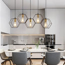 lustre créatif led moderne avec cadre métallique géométrique