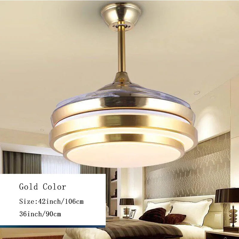 ventilateur de plafond moderne avec lumières et télécommande - vue 4 sur 8