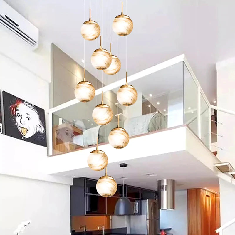 Lustre d'escalier moderne éclairage intérieur plafonnier pour salon éclairage intérieur - vue 5 sur 6