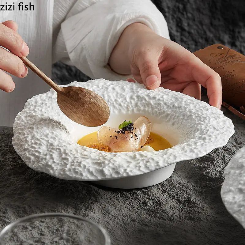 Assiette bol céramique texture roche style chapeau champignon - vue 6 sur 7