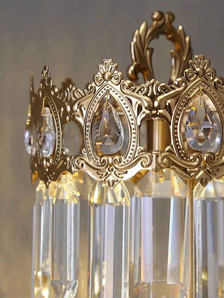 lampe de chevet luxe couronne cristal décoration élégante pour chambre - vue 5 sur 5