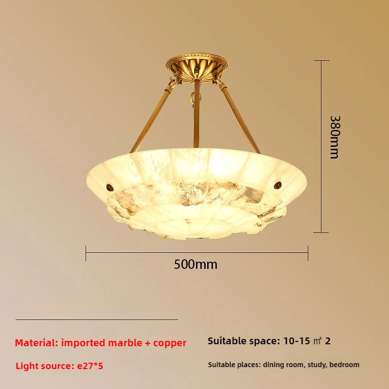 lustre minimaliste en cuivre et marbre design moderne - vue 8 sur 10