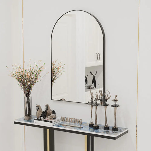 LUVODI Home Decorative Mirror with Black Arched Frame for Bathroom, Entryway, Living Room - vue 6 sur 7