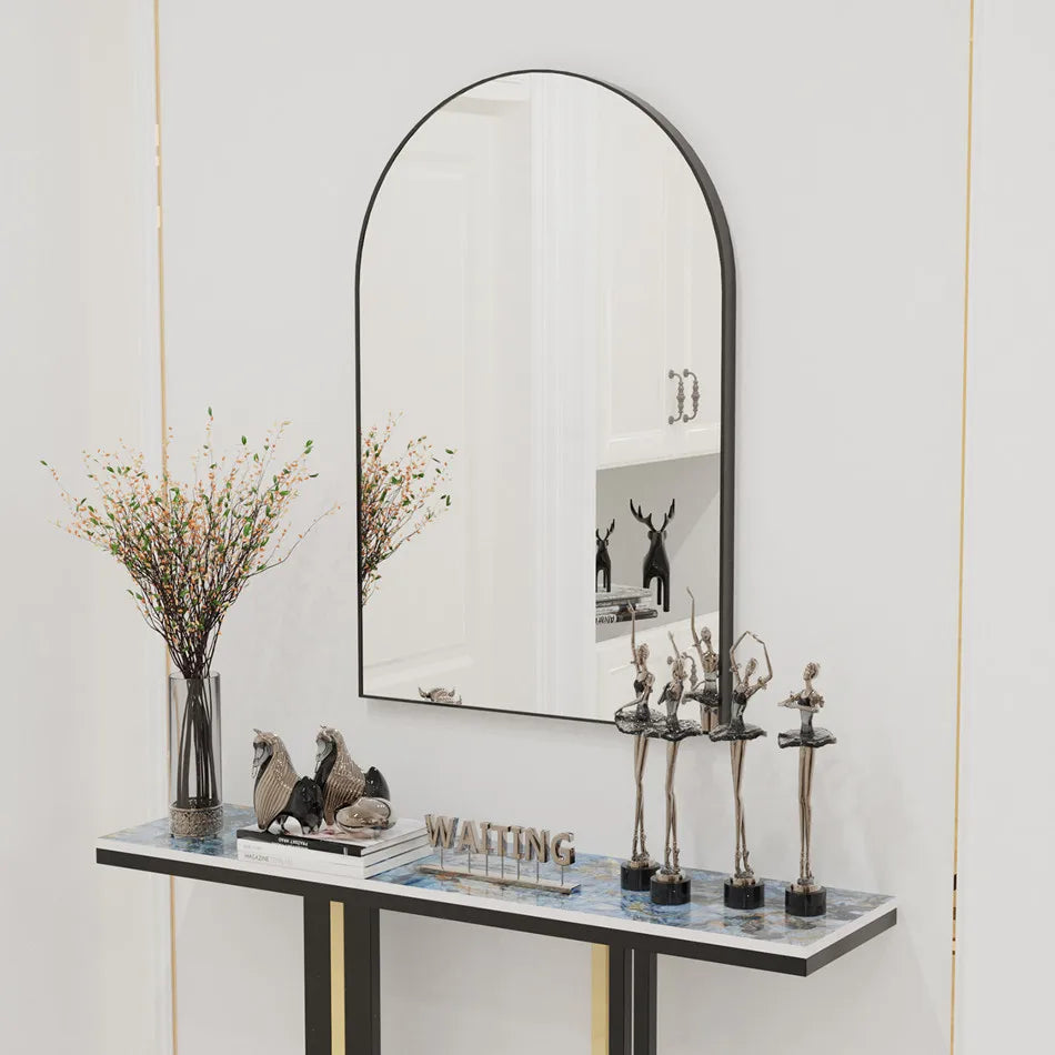 LUVODI Home Decorative Mirror with Black Arched Frame for Bathroom, Entryway, Living Room - vue 5 sur 7