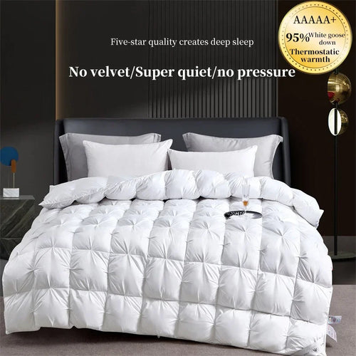 100% white goose down comforter, high-quality five-star hotel twisted flower comforter, pure cotton winter thick comforter - vue 5 sur 11