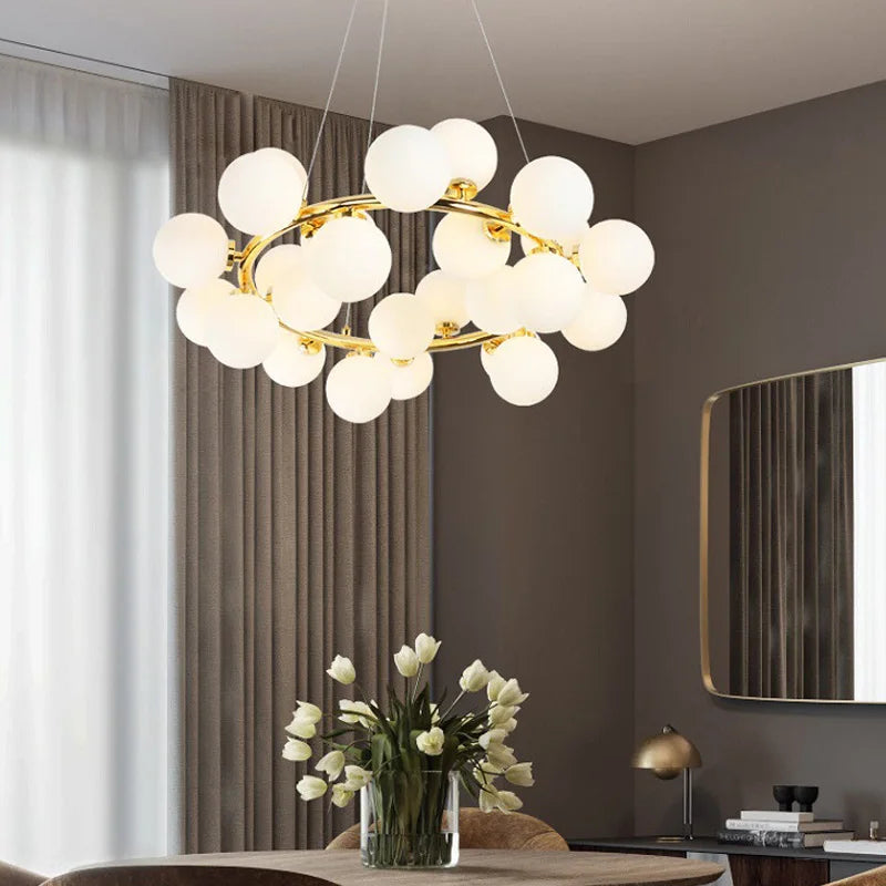 Creative nordic frosted glass pendant light, minimalist design - vue 3 sur 9