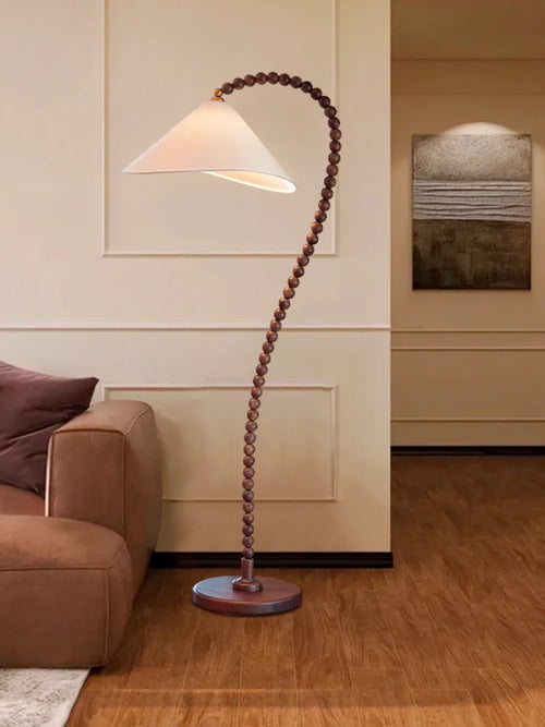 Minimalist wooden floor lamp retro style for ambient decoration - vue 3 sur 8