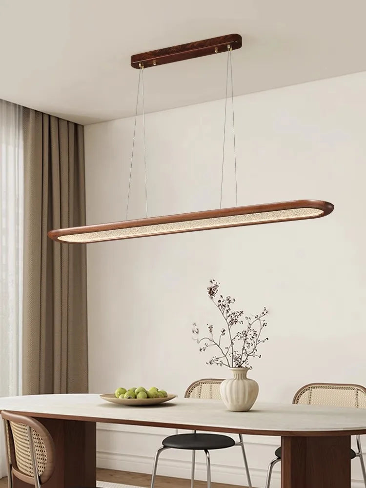 suspension moderne en noyer pour bar avec led décorative - vue 4 sur 9