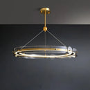SANDYHA minimalist Nordic circular glass crystal chandelier for dining and living room