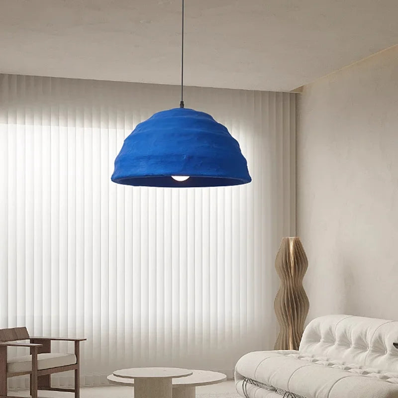 Designer Wabi Sabi Bar Decoration Handmade Pendant Light Nordic Restaurant Chandelier Minimalist Klein Blue Bedroom Bedside Lamp - vue 4 sur 8