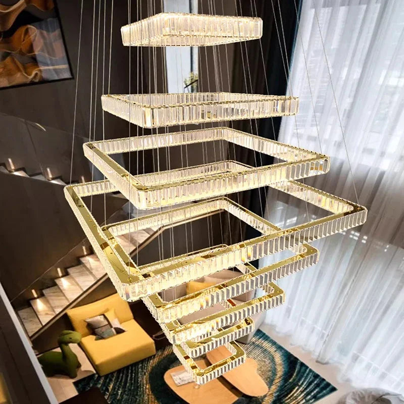 2024 New Modern Home Decoration Crystal Chandelier, Stair Pendant Lamp, Living Room Pendant Lights, Interior Lighting - vue 4 sur 8