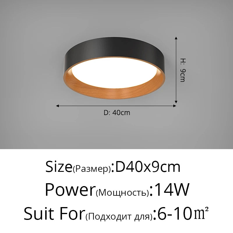 Minimalist Nordic wood grain LED ceiling light - vue 12 sur 12