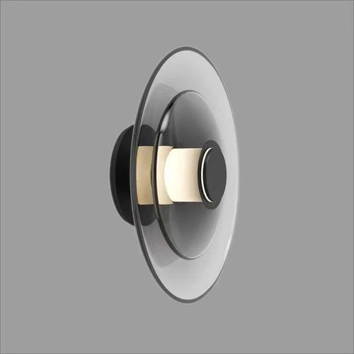 Applique murale led verre ambre noir doré - vue 3 sur 7
