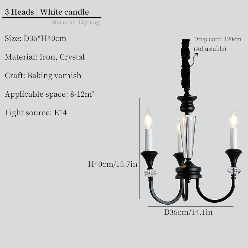 Vintage iron chandelier French style for retro minimalist interiors