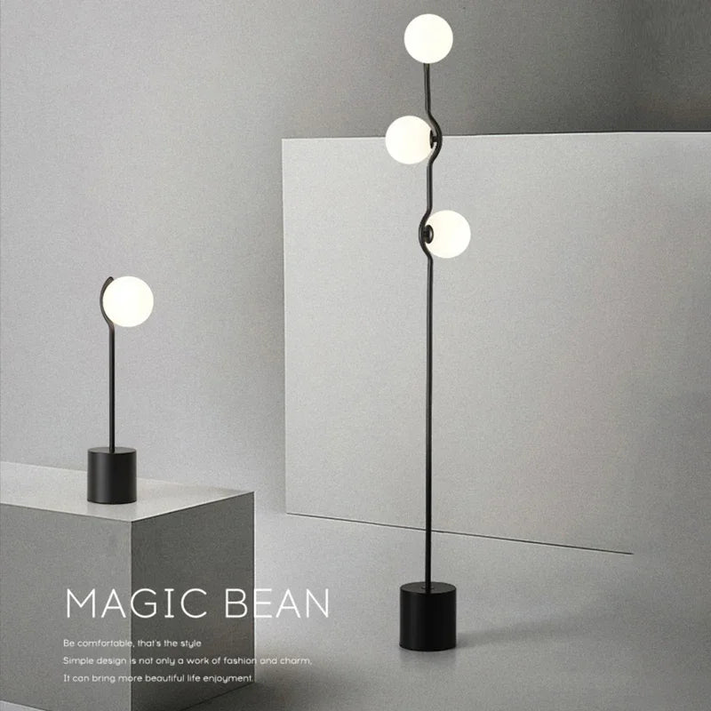 lampadaire moderne en fer et verre pour décoration intérieure nordique