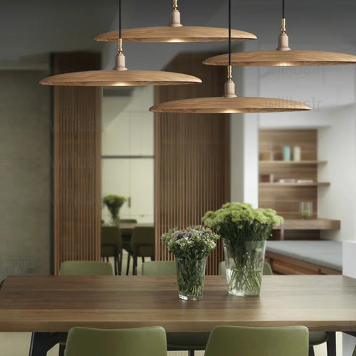 Suspension en bois lampe à Suspension en bois Design minimaliste lustre de plafond suspendu salle à manger Restaurant hôtel
