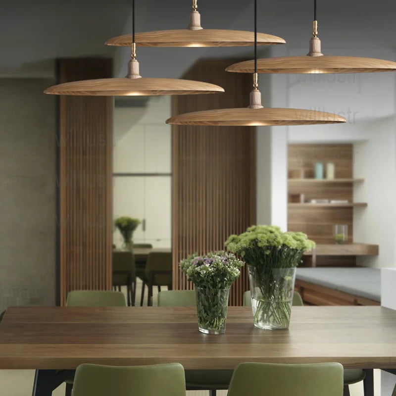 Suspension en bois lampe à Suspension en bois Design minimaliste lustre de plafond suspendu salle à manger Restaurant hôtel
