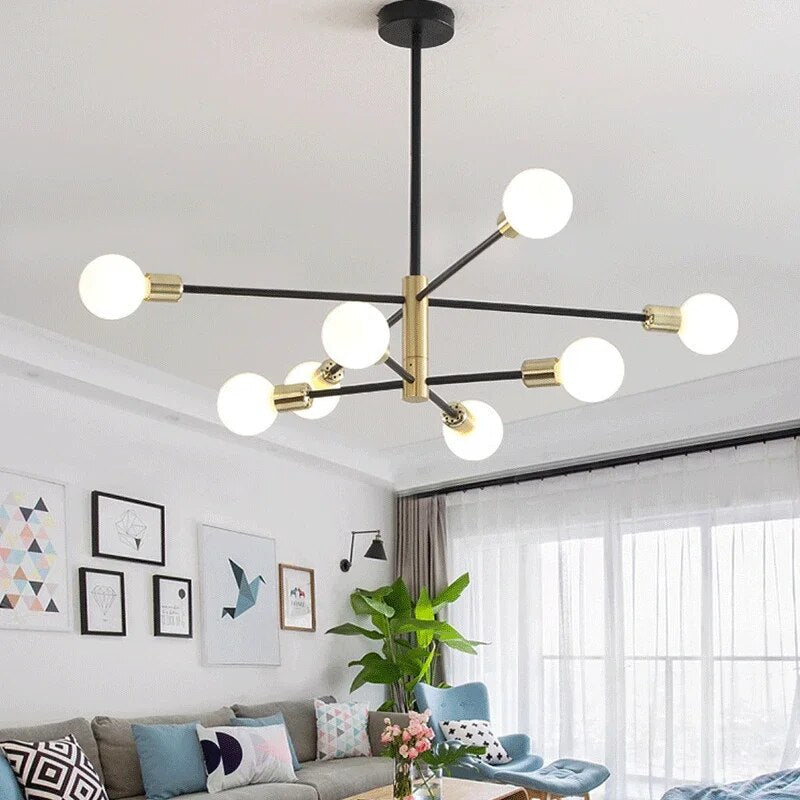 Plafonnier LED Spoutnik noir au design nordique moderne