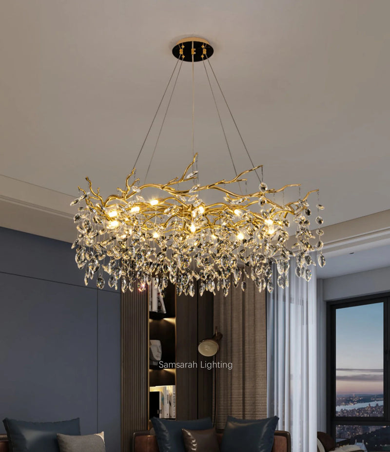 lustre en cristal de luxe pour décoration intérieure élégante