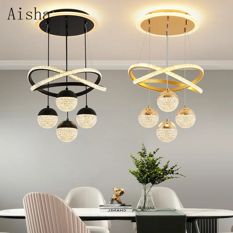 lustre moderne en led pour décoration intérieure élégante et luxueuse - vue 2 sur 12