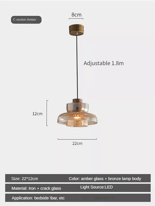 suspension en verre craquelé style américain rétro pour intérieur - vue 12 sur 12