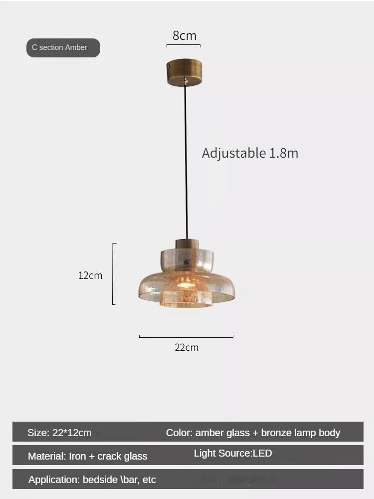 suspension en verre craquelé style américain rétro pour intérieur - vue 12 sur 12