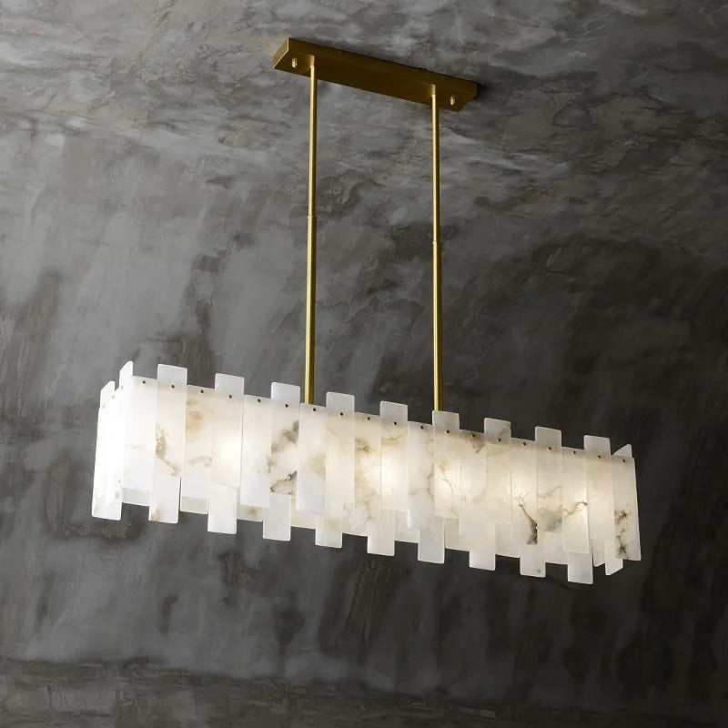lustre suspension élégant en marbre naturel led postmoderne pour villa - vue 4 sur 14