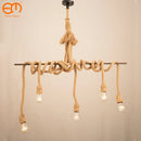 Vintage industrial loft pendant light in hemp rope, 1 to 5 heads