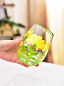 Verres vin hauts floraux faits main lot 3