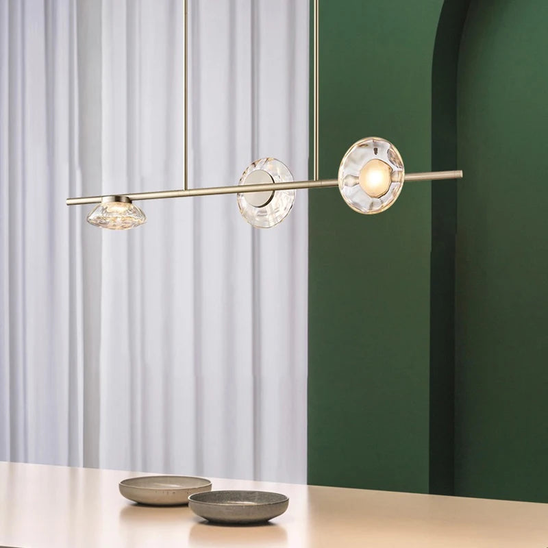 lustres led en verre transparent créatifs en métal 3000k