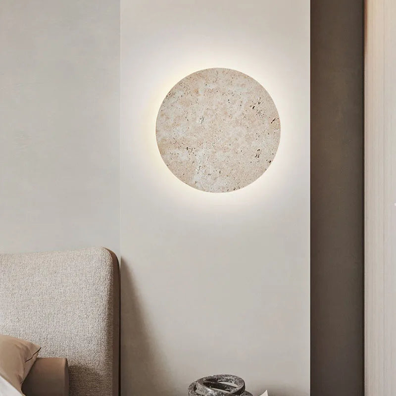 applique murale ronde en pierre naturelle ambiance artistique - vue 2 sur 8