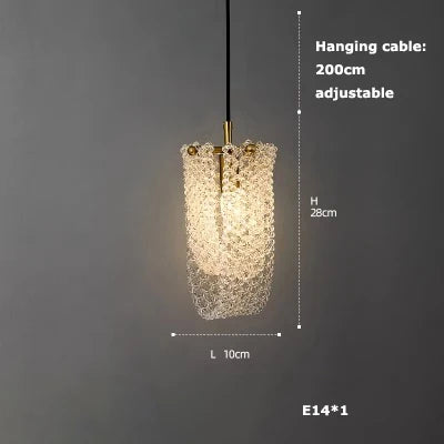 suspension en verre cristal art déco avec éclairage led - vue 11 sur 25