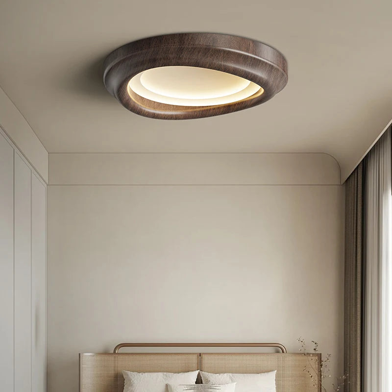 plafonnier led encastré imitation noyer spectre complet moderne - vue 6 sur 12