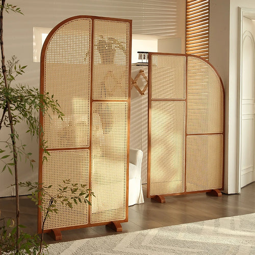 Japanese-style solid wood rattan screen partition is opposite the door to the home, living room entrance is blocked, and mobile - vue 17 sur 29