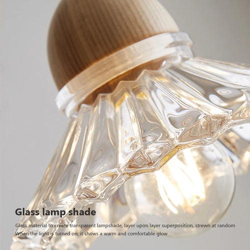 lustre nordique moderne en bois et verre led japonais
