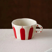 Mug céramique motifs géométriques style nordique anse peinte